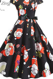 Christmas Women Summer Short Sleeve Elegant Vintage Xmas Party Dresses Robe Femme Casual Vestidos with