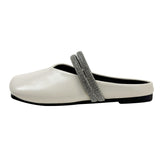 Version Of Soft Leather Baotou Woman 2025 Spring And Summer New Water Drill Buckle Flat Bottom Shoes Wearing Slippers
