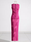 Sexy Bag Hip Dress 2025 New Fashion Round-Collar Elastic Body-Dupled Scarf Sleeveless Knitted Long
