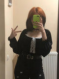 Halter Lace Patchwork Short Blouse For Women Casual Puff Sleeve Velvet Shirt Female Black Tops New Fashion Autumn