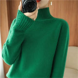 Zingj New Half High Collar Twist Thick Sweater Female Contracted All-Match Inside The Autumn Winter Solid Color Bottom Sweater-Outfit