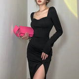 Long Sleeve Black Maxi DressOutfit