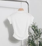 Real Shoot Half-High Collar Hottie Folded Slimmed Short T-Shirt Jacket Woman