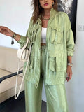 Women's Clothing Pure Color Fashion Long-Sleeved Jacket Three-Dimensional Pocket Fashion Loose