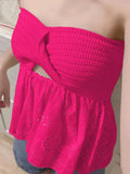 Knot Front Knit Embroidered Tube Top- Outfit