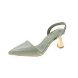 Heel Baotou Sandals Female Summer 2025 New Good Match Pointed Thick Heel Female Empty Fashion