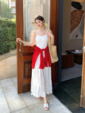Xixi 13 Lines 2025 Summer New Elegant Temperament High-Waist Embroidery Sling Dress Women