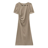 Design Dress Women 2025 Summer New Folding Elegant Temperament Of The Long Simple