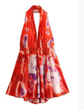 Women's Explosive Print Collar With Bare Back Hanging Neck
