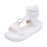 Thick-Soled Soft-Soled Toe-Ss Cake Thick-Soled Sandals Comfortable Knitted Knitted Roman Shoes