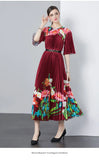 Exquisite Dress Women 2025 New Lazy Wind Collar Mid-Sleeves To Close The Waist Temperament 100-Fold Printing