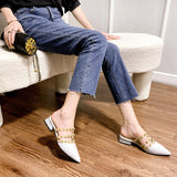 Heels 2025 Summer New Slippers Wearing Coarse Heel Low Heels Small Heel Half-Bag Pointed Cool Slippers