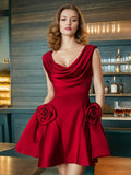 French Sweet Style Dress Women 2025 Spring And Summer New Fashion Temperament Folded Flowers Design Short