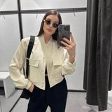 Women's ZA Autumn New Large Pocket Bomber