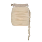 Leather Suit PU Leather Splicing Waist Tsets Hollow Folding Net Lace-Uped Ass