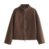 Spring And Autumn Sports Jacket Collar Loose Long-Sleeved Women's Hair Jacket Jacket Coat