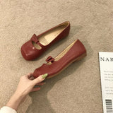 Head Evening Wind Literary Soft-Soled Single Shoes Women 2025 New Fairy Vintage Bow Bean Bean Shoes Women's Single