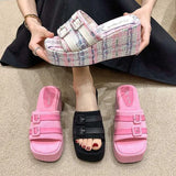 Slope And Slippers Women Wear 2025 New Thick-Soled Leisure Beach Women's Shoes Buckle Cool Drag