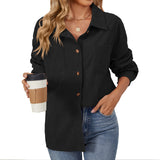 Zingj New Flip Pocket Collar Button Solid Color Patchwork Shirt Coat-Outfit