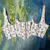 Pink Small Fresh French Retro Wrapped Chest Court Corset Before And After Strap U Tie Small Rose Print