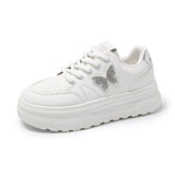 Water Drill Small White Shoes Women's Autumn 2025 Fashion Round Head Thick-Soled Casual Women's Shoes Korean Version Of Student Pu