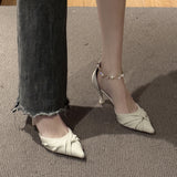 High-Heeled Women 18-Year-Old Rite Of Passage Design Small Pointed Pearl Word With Single Shoes Fine Heel Hollow