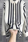 Turn Down Collar Fashion Striped Shirt Print Blouse Silk Shirt Women Tops Autumn 2023 New Silk Satin Blouse Clothes