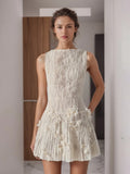 Temperament Sweet Wind Dress Woman 2025 Summer New Fashion Lace Flower Splicing Design Sleeveless