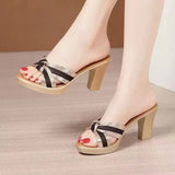 Wearing Cold Slippers Women One Foot Pedal Fish Mouth Exposed Toe And Sandals Beach Height Height And Slippers