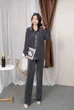 Suit Female Temperament Loose Long-Sleeved Shirt Two Sets Of Leisure High-Waist Hanging Pendant 100