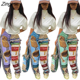 Women Colorful Joggers Pants High Waist Pencil Pants Tassel Streetpants Autumn Clothes For Women