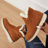 Women's Boots 2025 Winter New Women's Thick-Bottomed Cotton Boots Solid-Colored Feet To Keep Warm Short