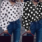Polka Dot Lantern Long Sleeve Shirt Women New Casual Casual Women Clothing Spring Loose Shirt Tops Blusa Mujer