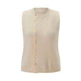 Sleeveless Knit Button Top- Outfit