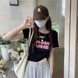 Zingj Girls Hollow Out Short T-Shirt Female Summer 2024 New Design Sense Slim Slim Short-Sleeved Student