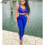Sleeveless Crop Top Two Piece Sets Womens Outifits 2023 Spring Summer New Fashion Casual High Waisted Skinny Pants