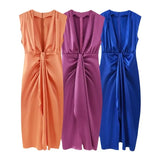 Women's Explosive Vertecker V-Neck Wrinkled Sleeveless