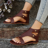 Toe After Zippered Sandals Women's Large-Size Retro Windy Slippers Roman