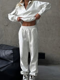 Women's Sports Suit 2025 Autumn And Winter Casual Plus Velvet Half Zipper Trousers