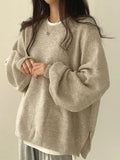 Oversized Split Hem Pullover Sweater- Outfit