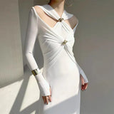 Autumn New Temperament Sister Style Dress Design Bump Color Thin Knitted Dress Female