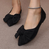 New Light Tip Tip Low-Top Single-Shoe Women Flat With Bow Velvet Foot Bean