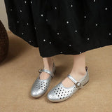 Hollow Mary Treasure Shoes Women 2025 Autumn Round Head Casual Button Button Single Shoe Trend Hit Female