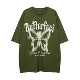 Vintage Butterfly Print Oversized T-shirt-Outfit