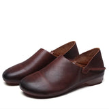 Layer Kraft Flat And Soft-Soled Single Shoes Spring New Mori Art Retro Leather Hand-Sleeveed Women's Shoes
