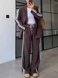 Women's Suit Two Sets Of Long-Sleeved Trousers Decorated With Casual Open-Shirt Women