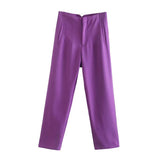 Trousers Slimming Solid Color Pleating Formal