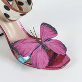 Women's High-Heeled Sandals Direct Phantom Butterfly Soft Ribbon Mirror Snake-Snake Elegant Women's