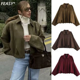 Women's 2025 Fashion Pilot Jacket Bat Sleeve Zipper Casual
