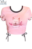 T-Shirt Y2k Funny White Graphic Print T Shirt Hip Hop Tee Tops Harajuku Summer Girls Short Sleeve Kawaii Pink Crop
